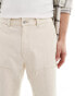 Abercrombie & Fitch workwear baggy fit canvas trousers in beige