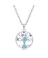 Фото #1 товара Sterling Silver Larimar & CZ Tree of Life Necklace