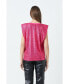 Фото #3 товара Women's Sequin Shoulder Pad Top