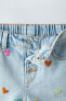 Фото #4 товара Джинсовые шорты с вышивкой «сердечки» ZARA