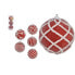 Set of Christmas balls White Ø 8 cm Red PVC (12 Units)