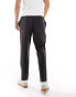 Jack & Jones tapered drawstring smart trouser in dark grey marl Серый, L - W34 - фото #2