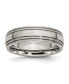 Фото #1 товара Titanium Polished Grooved and Beaded Edge Wedding Band Ring