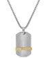 ფოტო #1 პროდუქტის Men's Cubic Zirconia Dog Tag 24" Pendant Necklace in Stainless Steel & Yellow Ion-Plate