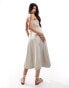 Фото #4 товара Abercrombie & Fitch column linen blend midi dress in white