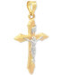 ფოტო #2 პროდუქტის Two Tone Crucifix Charm Pendant in 14K Yellow and White Gold