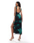 ASOS DESIGN sleeveless maxi dress with low back in green and black floral