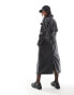 ASOS DESIGN Petite leather look trench coat in black Черный, 32 - фото #4