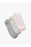 3'lü Patik Çorap Seti Çok Renkli Geometrik İşlemeli