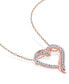 ფოტო #3 პროდუქტის Created White Sapphire (3/4 ct. t.w.) Heart Pendant with Chain in 18k Rose Gold Over Silver