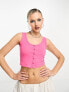 Фото #1 товара JJXX button up cropped top in bright pink