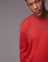 Topman knitted pointelle jumper in red