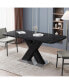 Фото #3 товара Modern Square Dining Table, Stretchable, Printed Marble Table Top+MDF X-Shaped Table Leg