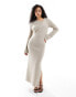 Фото #4 товара Pretty Lavish space dye knit midaxi dress in beige melange