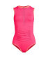 Women's Chlorine Resistant High Neck Zip Front One Piece Swimsuit