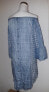 Billy T Women's Off the shoulder Tunic Back button Top Checker Gray XS