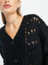 Фото #3 товара Reclaimed Vintage oversized cardigan with stitch detail in black