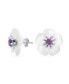 ფოტო #1 პროდუქტის White Mother Of Pearl Mop Flower Amethyst Gemstone Accent Stud Earrings For Women .925 Sterling Silver