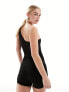 SNDYS ribbed cut out detail unitard in black