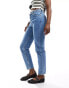 Pull&Bear high waisted mom jean in medium blue Голубой, 40 - фото #3