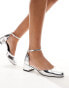 ASOS DESIGN Syrup mid block heeled shoes in silver