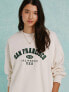 Miss Selfridge oversized San Francisco embroidery sweatshirt in cream