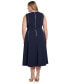 ფოტო #2 პროდუქტის Plus Size Gored Sleeveless Tie-Waist Midi Dress