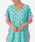 Women's Sleeve Short Caftan Aqua Medallion, Small-Medium - фото #4