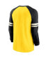 Фото #4 товара Men's Gold and Black Pittsburgh Steelers Throwback Raglan Long Sleeve T-shirt