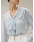 ფოტო #2 პროდუქტის Silk V-neck Ribbon Blouse for Women