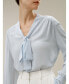 Фото #2 товара Women's Silk V-neck Ribbon Blouse