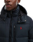 Фото #4 товара Polo Ralph Lauren icon logo hooded down puffer jacket in black