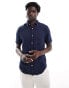 GANT cotton linen texture short sleeve shirt in navy