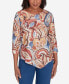 Фото #1 товара Harvest Moon Women's Watercolor Paisley Crew Neck Top