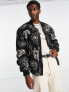 Reclaimed Vintage borg jacquard bomber in black