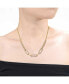 Sterling Silver 14k Yellow Gold Plated with Cubic Zirconia Elongated Cable Link Chain Necklace