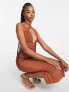 Фото #4 товара ASOS DESIGN Tall bodycon bandage midi dress with cut out in rust