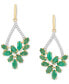 ფოტო #3 პროდუქტის Emerald (2-5/8 ct. t.w.) & Diamond (1/8 ct. t.w.) Vine Inspired Drop Earrings in 14k Gold