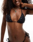 Pull&Bear bikini top with silver stud detail in black