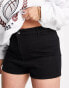 Фото #3 товара DTT Plus Charlotte high waisted disco denim shorts in black