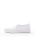 ASOS DESIGN Wide Fit Dotty slip on plimsolls in white