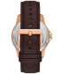 ფოტო #3 პროდუქტის Men's Three-Hand Day-Date Quartz Brown Leather Watch 44mm