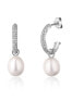 Beautiful silver hoop earrings with real pearls 2in1 JL0770