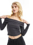 Фото #1 товара New Look bardot long sleeve top in dark grey