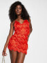 Фото #4 товара Miss Selfridge ombre fringe dress in red