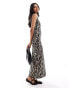 JDY knitted sleeveless maxi dress in animal print Бежевый, M - EU 38 - фото #2