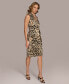 Фото #4 товара Donna Karan Women's Animal-Print Side-Ruched Dress