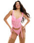 Boux Avenue Valentines Nicolette lace tie up tanga thong in pink