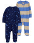 Фото #4 товара Baby 2-Pack Striped Zip-Up Cotton Sleep & Play Pajamas 6M