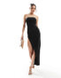 Фото #1 товара ASOS DESIGN scuba bandeau extreme split maxi dress in black